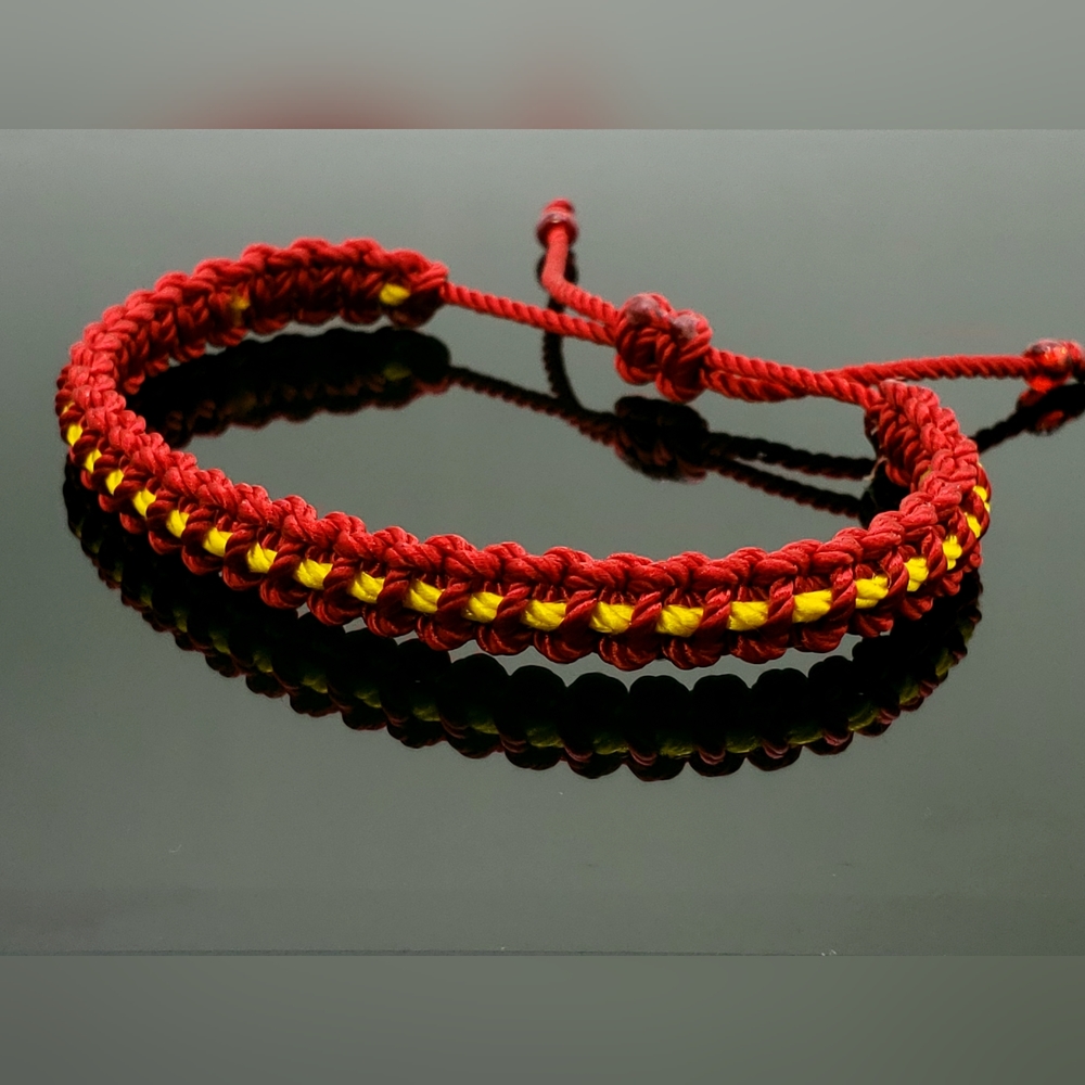Harry Potter themed bracelet, red and yellow bracelet, school colors, adjustable